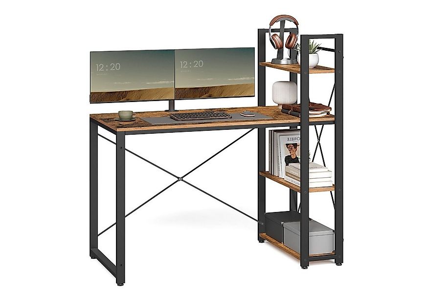 VASAGLE Schreibtisch Computertisch, 120 / 137,2 cm, mit Regalböden rechts o günstig online kaufen