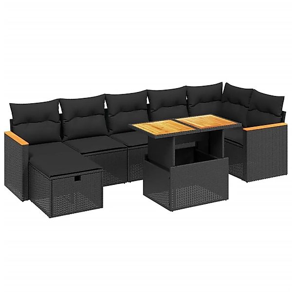 vidaXL 8-Tlg Garten-Sofagarnitur mit Kissen Schwarz Poly Rattan 3276044 günstig online kaufen