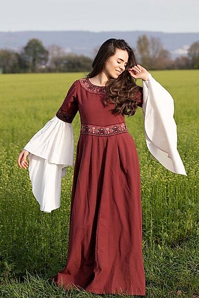 Leonardo Carbone Ritter-Kostüm Edles Kleid mit Bordüre "Yala" Rot günstig online kaufen