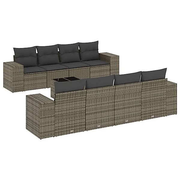 vidaXL 9-Tlg Garten-Sofagarnitur mit Kissen Grau Poly Rattan 3222349 günstig online kaufen