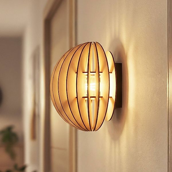 Wandleuchte Clay, Ø 23 cm, Birkensperrholz, bündig, E27 günstig online kaufen