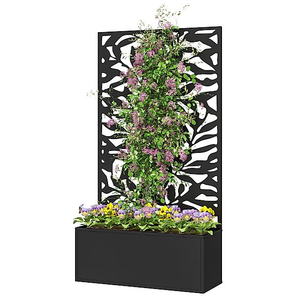 Outsunny Jardinière mit Gitter, Sichtschutz Paravent, Outdoor-Blumenbeet au günstig online kaufen