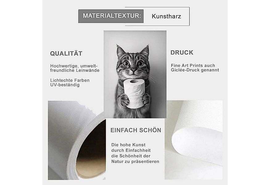 TPFLiving Kunstdruck OHNE RAHMEN, Lustige Tiere mit Toilettenpapier - (Lein günstig online kaufen