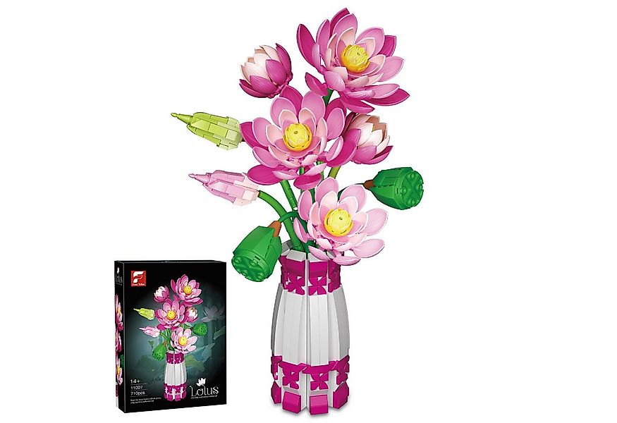 Esun Lotusblumen Botanisches Bauset mit Vase Rosa Künstlicher Lotus Spielba günstig online kaufen