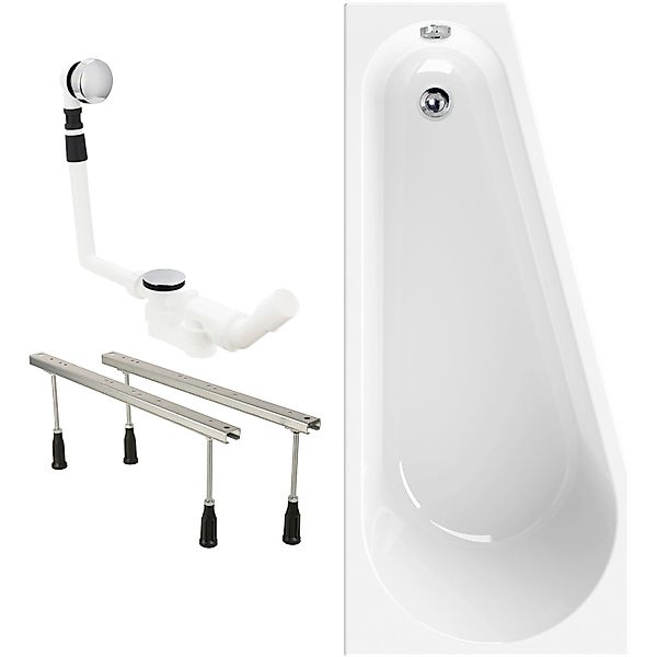 Calmwaters Raumsparwanne Essential Small 160x70 cm Rechts Set Wannenfuß & A günstig online kaufen