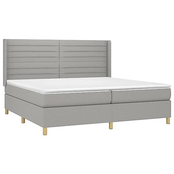 vidaXL Boxspringbett mit Matratze & LED Hellgrau 200x200 cm Stoff 3138981 günstig online kaufen