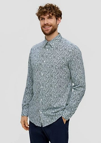 s.Oliver BLACK LABEL Langarmhemd Jerseyhemd mit All-over-Print Blende günstig online kaufen