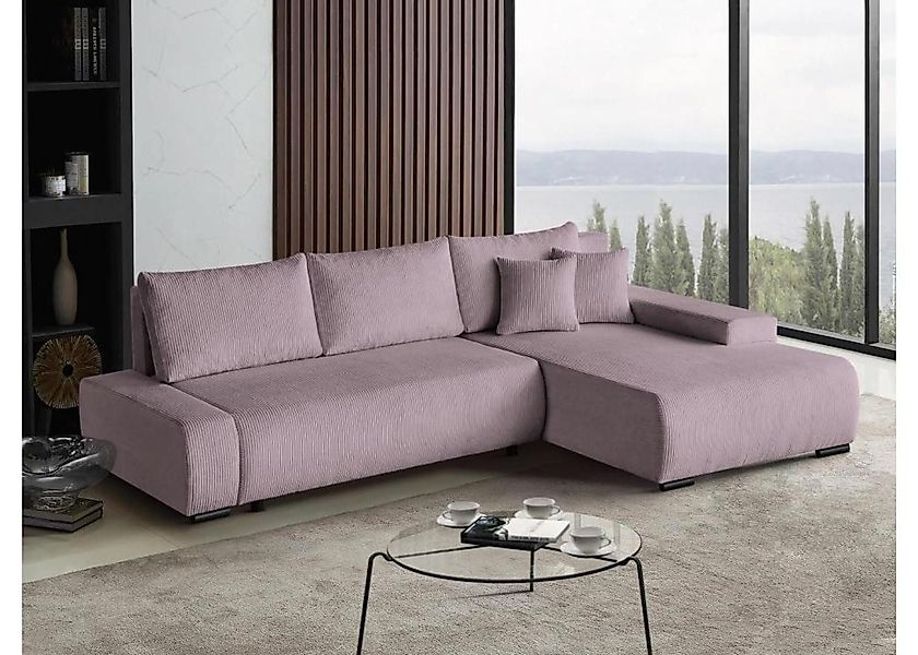 Beautysofa Ecksofa DRACO L in Strebenstoff, günstig online kaufen