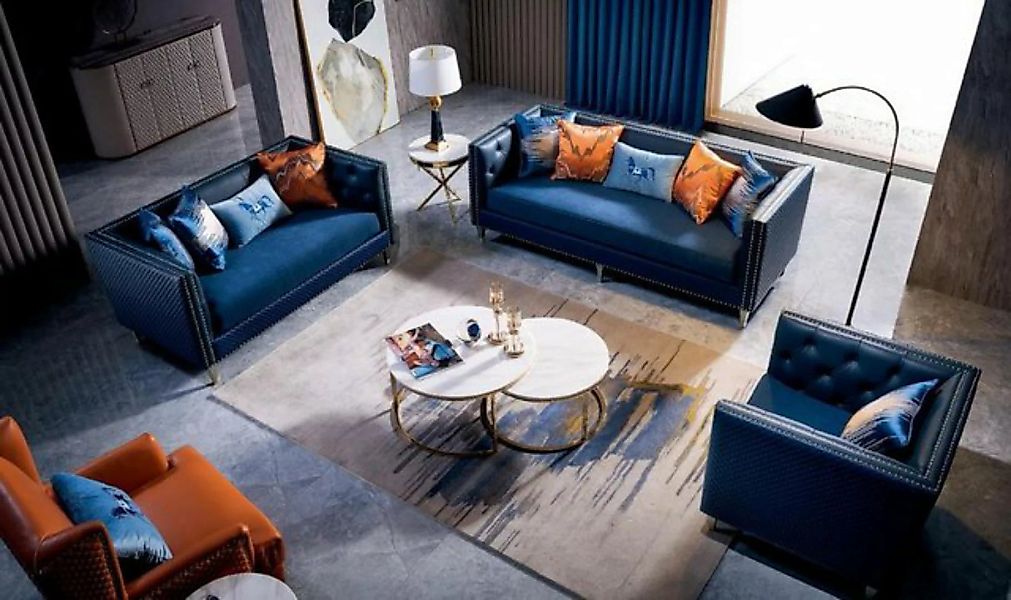JVmoebel Sofa Ledersofa Couch Sofagarnituren 3+2+1 Sitzer Garnitur Design M günstig online kaufen