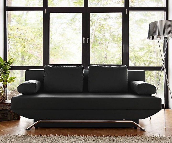 DELIFE Schlafsofa Cady, Schwarz 200x90 Schlaffunktion und Bettkasten Schlaf günstig online kaufen