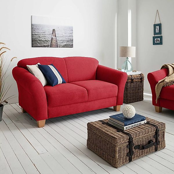 home24 Ars Natura Sofa Cebu 2-Sitzer Rot Webstoff 163x84x89 cm günstig online kaufen