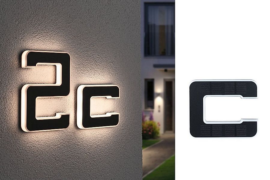 Paulmann LED Außen-Wandleuchte Solar Hausnummer, LED fest integriert, Warmw günstig online kaufen