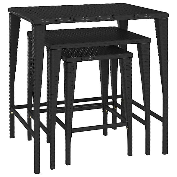 vidaXL Garten-Satztische 3 Stk Schwarz Poly Rattan 3324829 günstig online kaufen