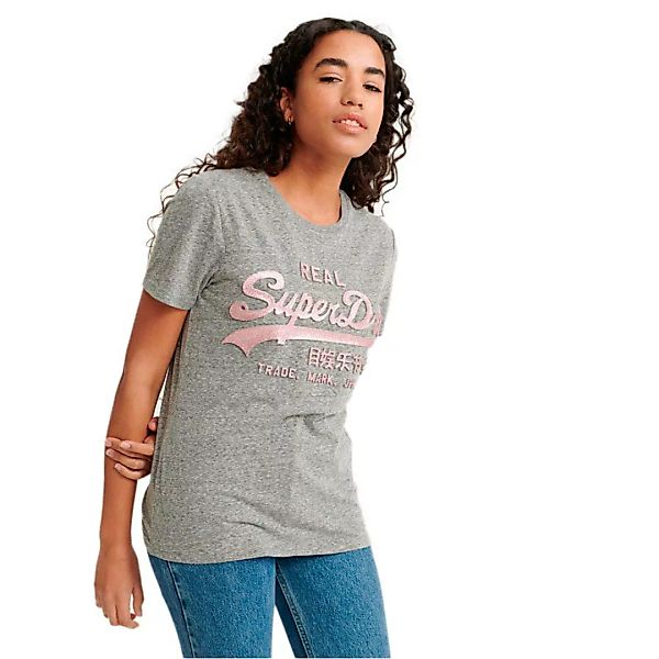 Superdry Vintage Logo Glitter Embossed Kurzarm T-shirt XS Charcoal Rugged günstig online kaufen