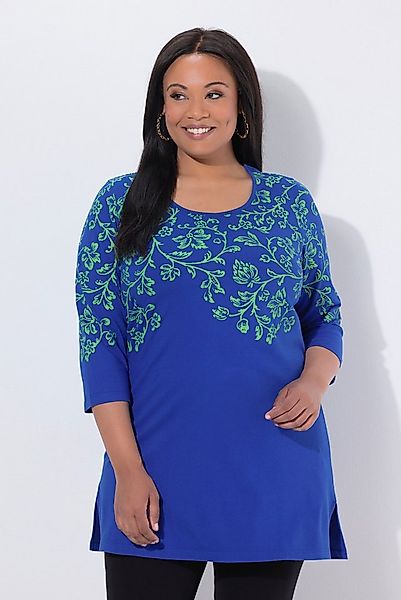 Ulla Popken Longshirt Longshirt bedruckt A-Linie Rundhals 3/4-Arm günstig online kaufen