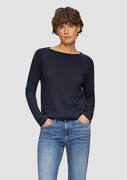 s.Oliver Langarmshirt T-Shirt Langarmshirt mit Raglanärmeln und Flammgarnst günstig online kaufen