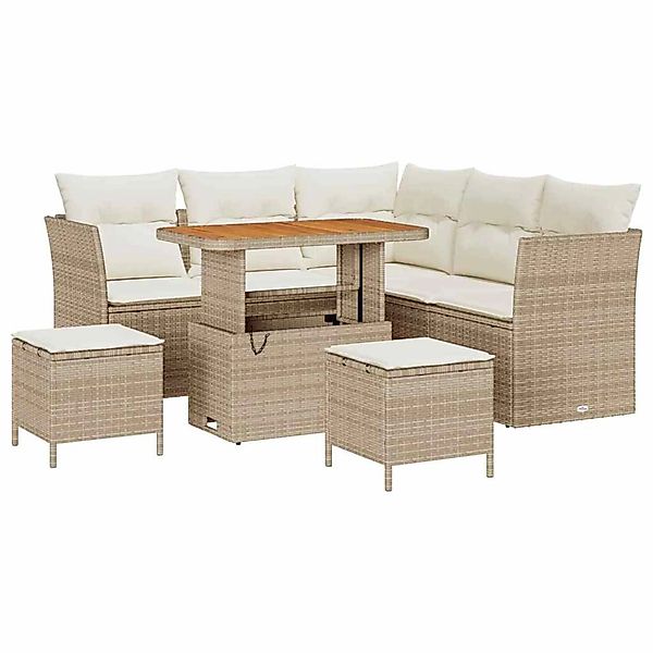 vidaXL 8-Teiliges Garten-Sofa-Set mit Kissen in Beige aus Poly Rattan und A günstig online kaufen