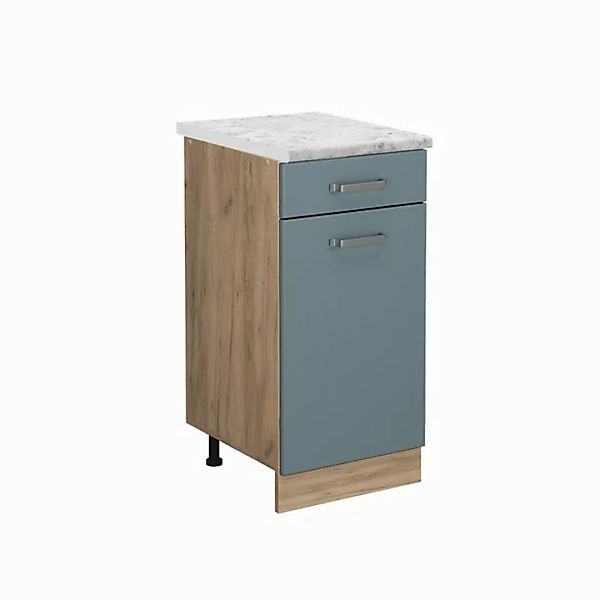 Vicco Unterschrank R-Line, Blau-Grau/Goldkraft Eiche, 40 cm AP Marmor günstig online kaufen