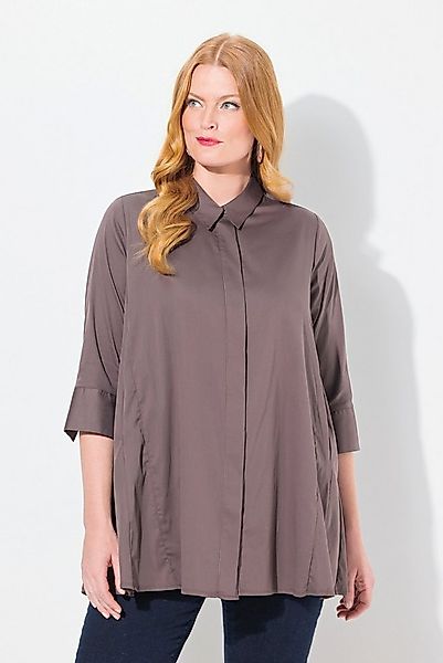 Ulla Popken Hemdbluse Bluse Godet-Einsätze A-Linie 3/4-Arm günstig online kaufen