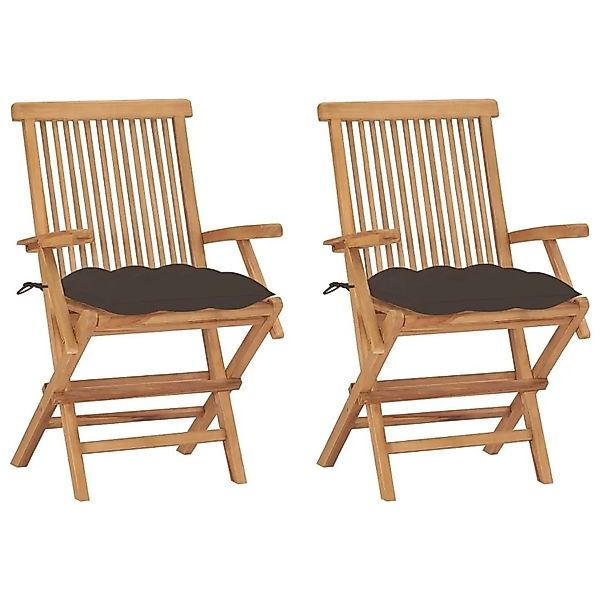 vidaXL Gartenstühle mit Taupe Kissen 2 Stk Massivholz Teak 3062510 günstig online kaufen