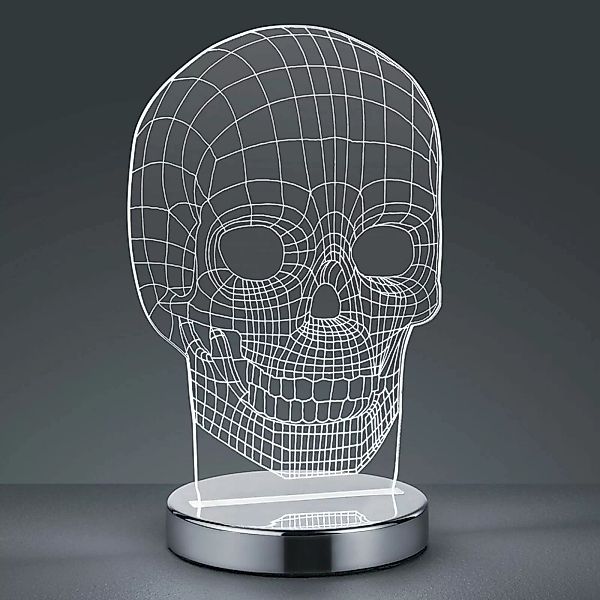 Reality LED Tischleuchte Skull 21,5 cm x 14,5 cm x 12 cm Chrom günstig online kaufen