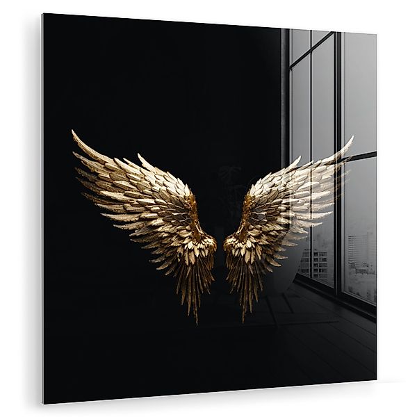 MuchoWow Acrylglasbild Flügel - Engel - Gold - Schwarz - Abstrakt, Inkl. Au günstig online kaufen