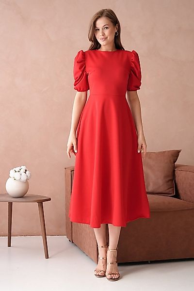 WOMAN VISION Minikleid Damen Rotes Scuba-Crepe-Midi-Kleid - Rundhals, Ballo günstig online kaufen