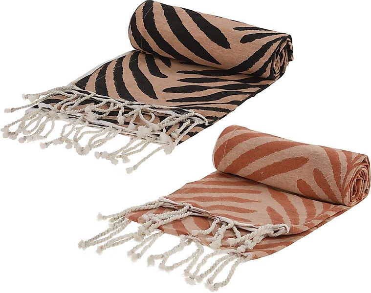 Koopman Hamamtuch Saunatuch Handtuch 170x90 cm Rot + Schwarz Baumwolle 2er günstig online kaufen