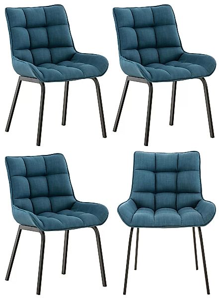 4er Set Stuhl Saranda Stoff schwarz blau günstig online kaufen