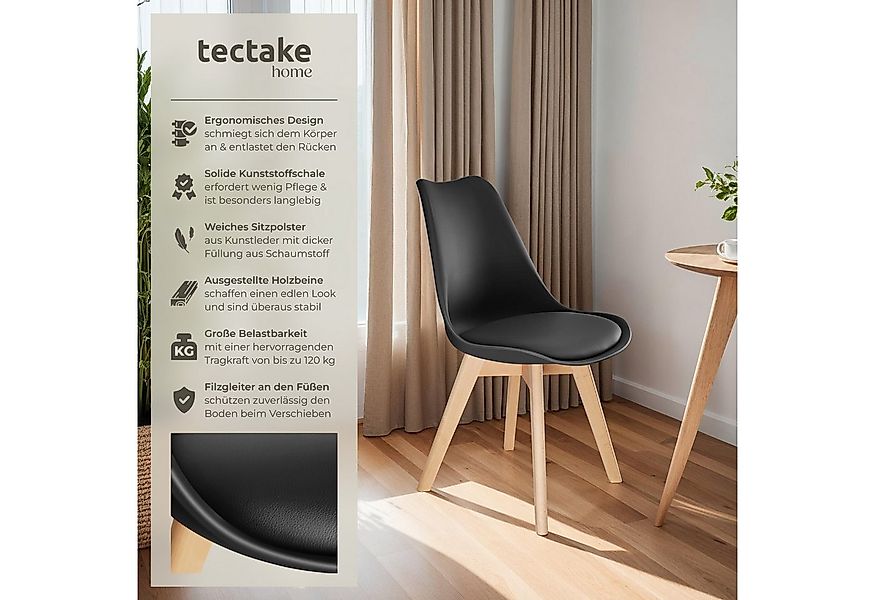 tectake Esszimmerstuhl Küchenstuhl Frederikke ergonomisch, mit Filzgleiter, günstig online kaufen