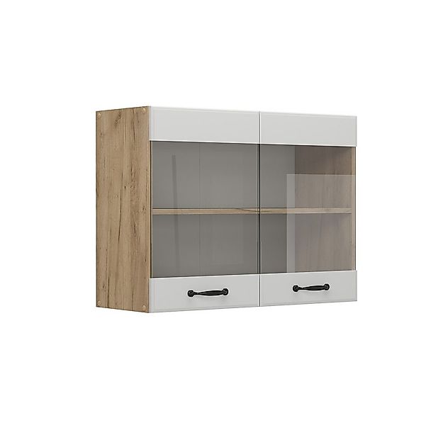 Vicco Glashängeschrank R-Line, Weiß Landhaus/Goldkraft Eiche, 80 cm günstig online kaufen