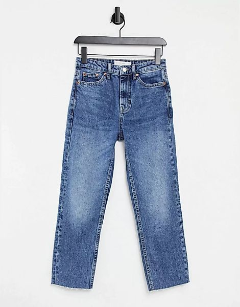 Topshop – Jeans mit geradem Schnitt in mittelblauer Waschung günstig online kaufen