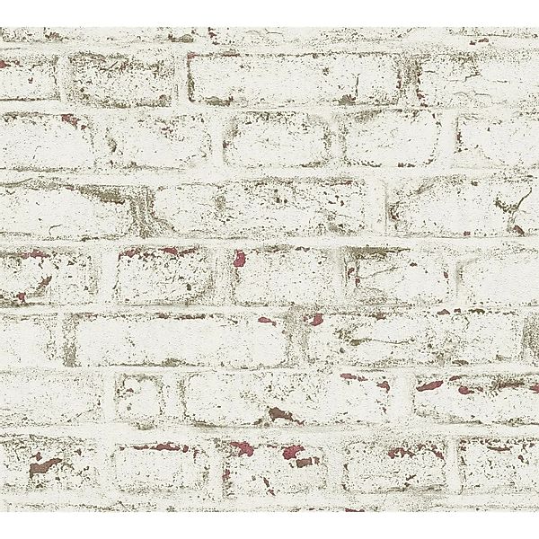 A.S. Création Tapete Stein-Optik Weiß Rot und Beige 53 cm x 10,05 m AS-3716 günstig online kaufen