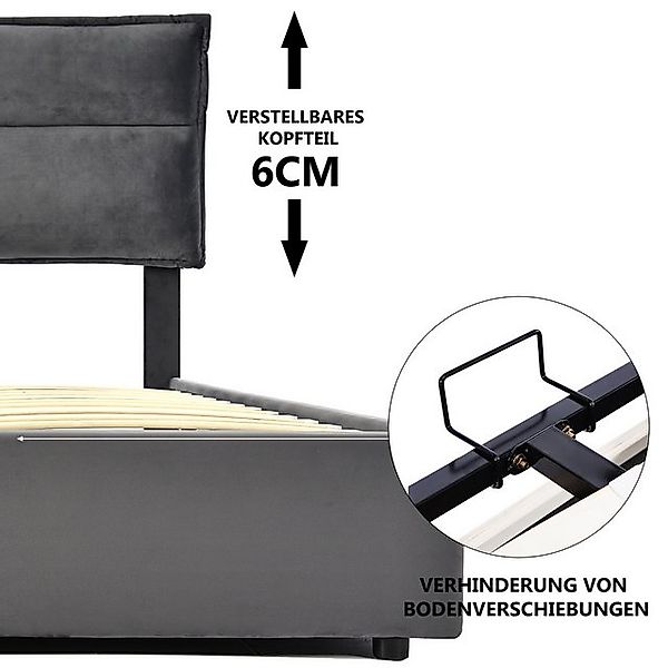 STILVORA Polsterbett 140×200 Bettgestell mit verstellbares Kopfteil,Doppelb günstig online kaufen