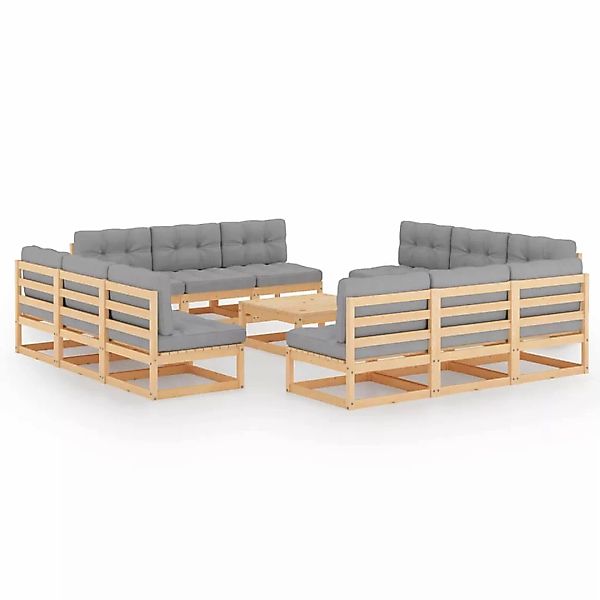 13-tlg. Garten-lounge-set Mit Kissen Kiefer Massivholz günstig online kaufen