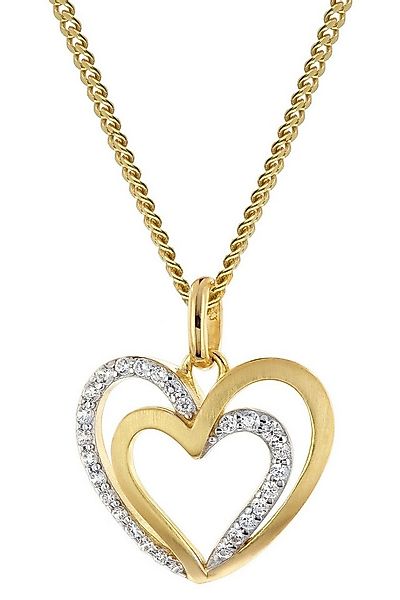 Glizz Panzerkette Anhänger Herz Gold 333/8K an vergoldeter Silberkette günstig online kaufen