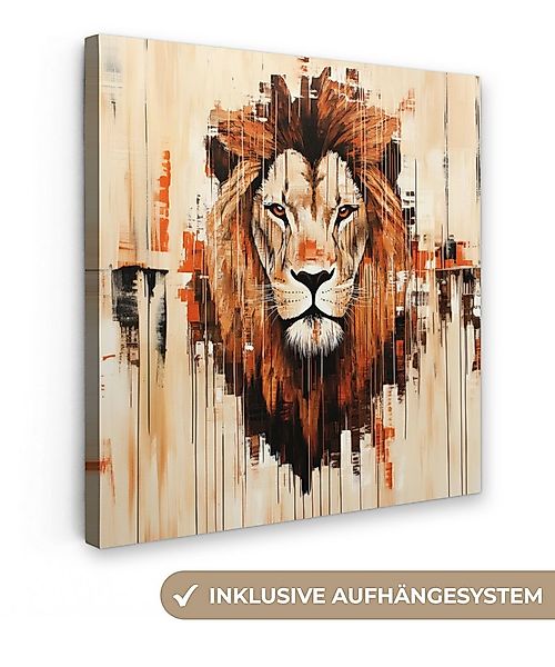 OneMillionCanvasses® Leinwandbild Löwenkopf - Leinen - Creme, Fotodruck (1 günstig online kaufen