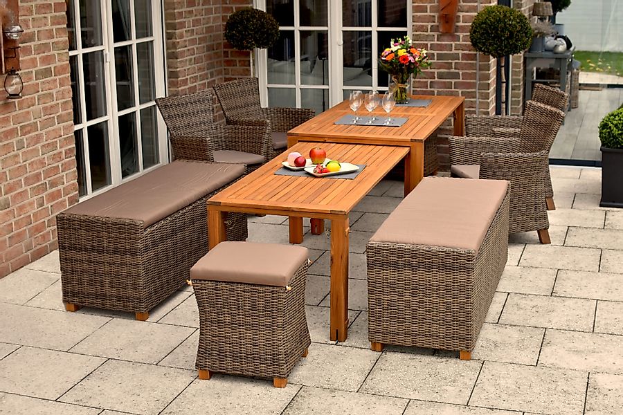 MERXX Garten-Essgruppe "Toskana", (Set, 17 tlg.), 4 Sessel, 2x 3er Sitzbank günstig online kaufen