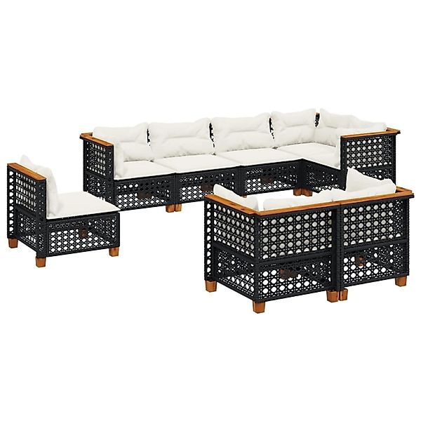 vidaXL 8-Tlg Garten-Sofagarnitur mit Kissen Schwarz Poly Rattan 3261902 günstig online kaufen