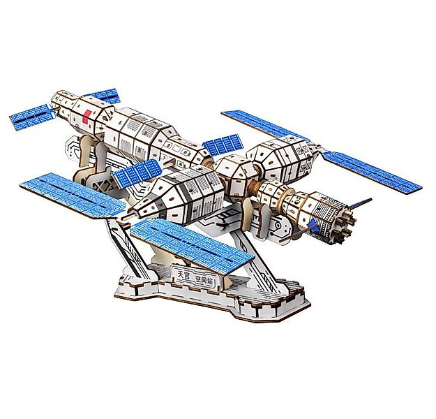 Kitcreatives 3D-Puzzle Kitcreatives Raumstation Bausatz aus Holz 3D Puzzle günstig online kaufen