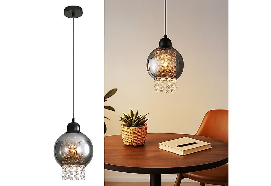 Nettlife Pendelleuchte Esstisch Glas Kristall E27 Schwarz Modern Hängelampe günstig online kaufen