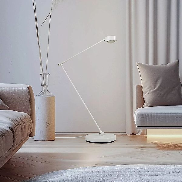 Lindby Stehlampe Jyla, weiß, Linse, 3000K, GX53, Eisen günstig online kaufen