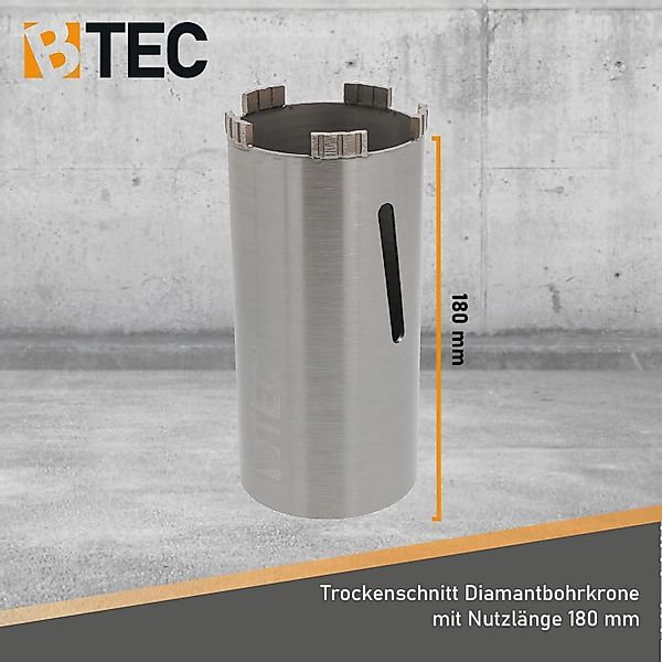 BTEC Diamanttrockenbohrer Diamant Bohrkrone 180mm Ø 32mm SDS + Adapter lang günstig online kaufen