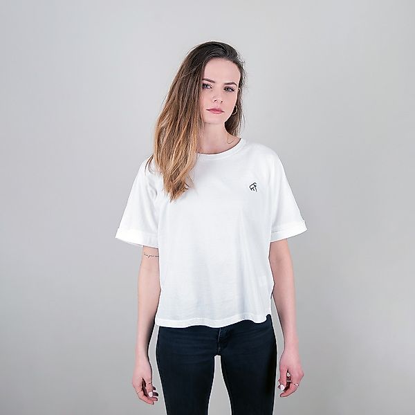 Damen Oversized Cropped T-shirt Aus Bio-baumwolle Goaty - Weiß günstig online kaufen