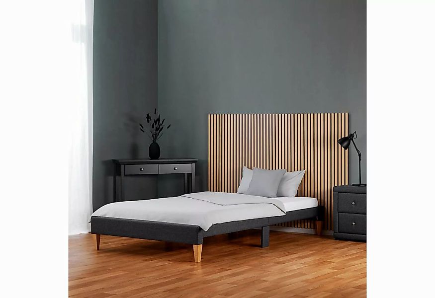 Homestyle4u Polsterbett 90x200 oder 140x200 cm Grau Bettgestell Holz, kein günstig online kaufen