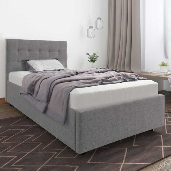 Polsterbett in Grau Webstoff modern günstig online kaufen