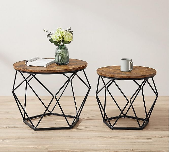 VASAGLE Couchtisch (2er Set), Beistelltisch, abnehmbare Tischplatte, Ø60x45 günstig online kaufen