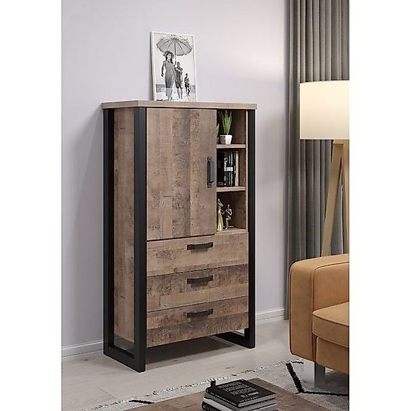 ebuy24 Vitrine Emile Vitrinenschrank 1 Tür, 3 Schubladen, 3 Fäche (1-St) günstig online kaufen
