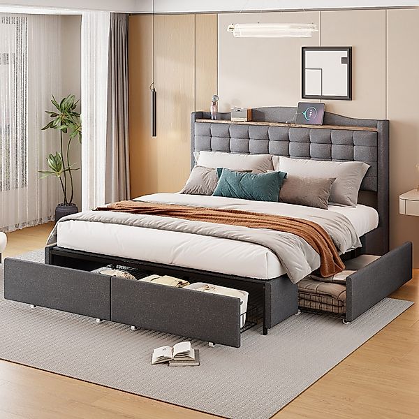 HAUSS SPOLE Polsterbett 160x200 mit USB-Ladeanschluss, günstig online kaufen