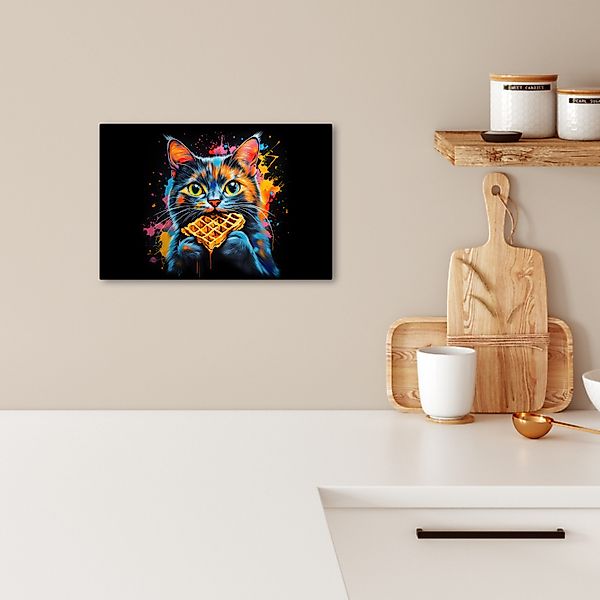 OneMillionCanvasses® Leinwandbild Katze - Graffiti - günstig online kaufen